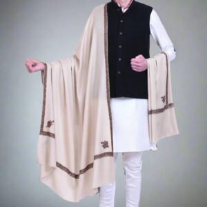men's hand embroidered pure wool shawl