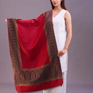 women's kani wool stole with zari work