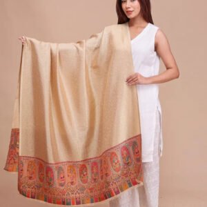 women's kani wool shawl with zari work