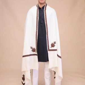 men's kashmiri embroidered wool shawl