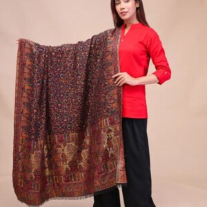 women's kani wool shawl with zari work