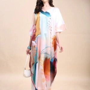 women's printed satin kaftan – free size m to 3xl