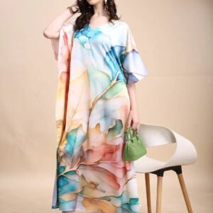 women's printed satin kaftan – free size m to 3xl